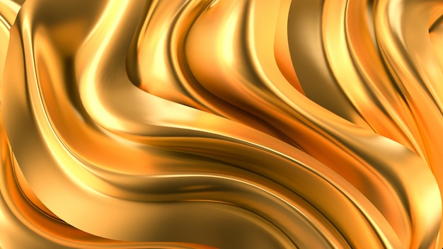 Luxurious golden background with satin drapery. 3d rendering.