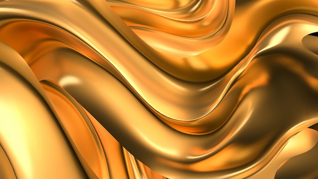 Luxurious golden background with satin drapery. 3d rendering.