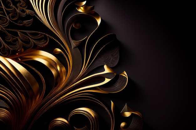 Luxurious golden black floral background Generative AIxA