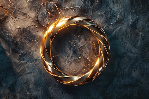 Photo luxurious golden ring in paper texture background