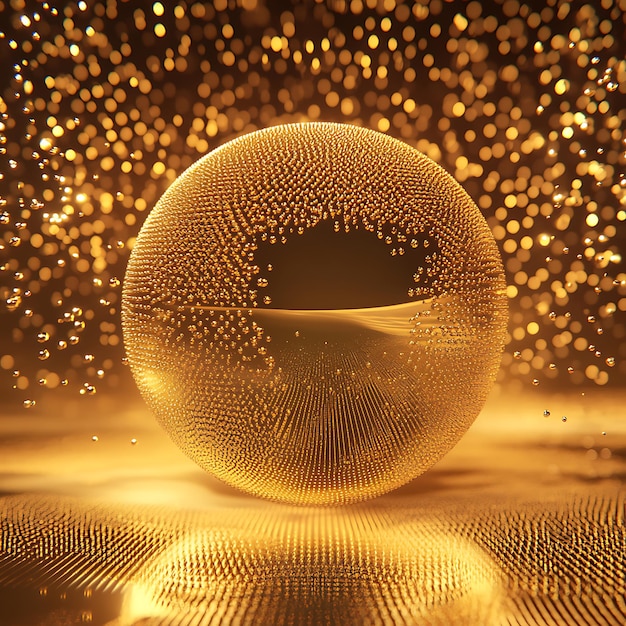 Photo luxurious golden textures and glittering spheres shimmering metallic background collection