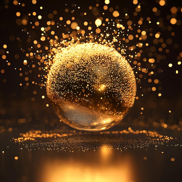 Photo luxurious golden textures and glittering spheres shimmering metallic background collection