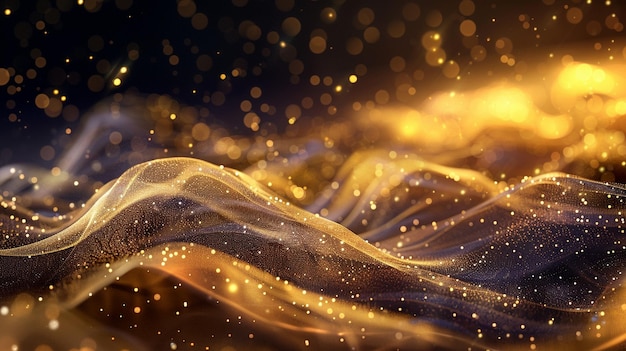 Luxurious Golden Wave Gradient Blurry Light Wave Image