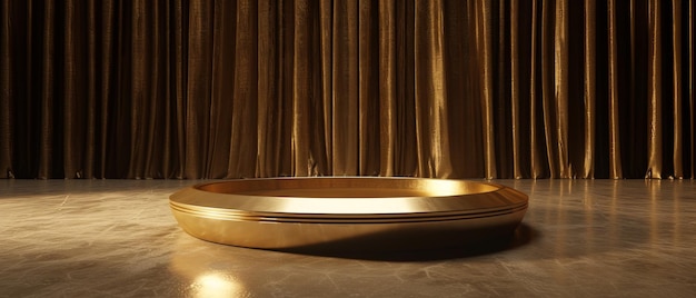 Luxurious goldplated podium stand with a central void for a premium highvalue product