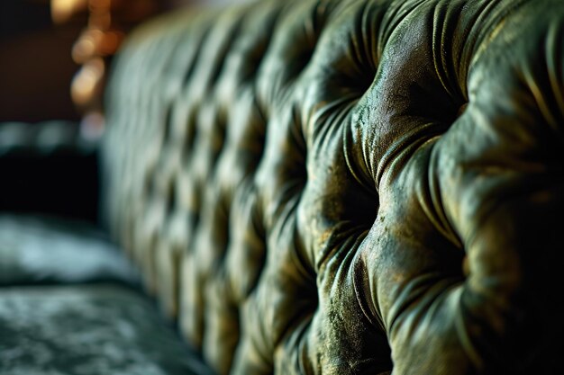 Photo a luxurious green couch with a checkered pattern