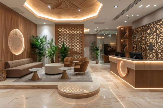 Luxurious Hotel Lobby with Modern Islamic Design