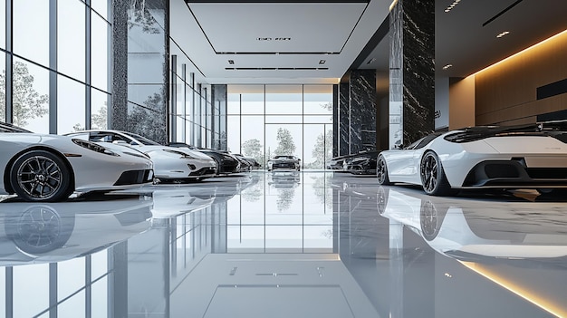 Luxurious indoor car showroom