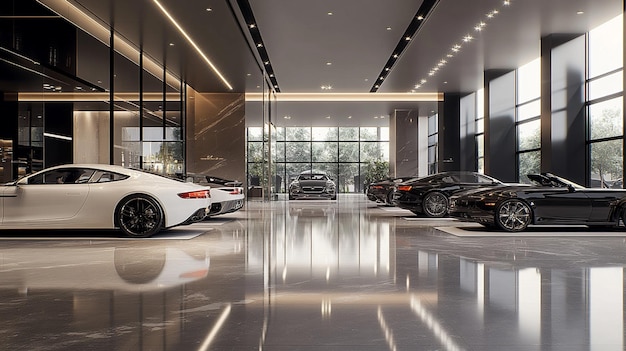 Luxurious indoor car showroom