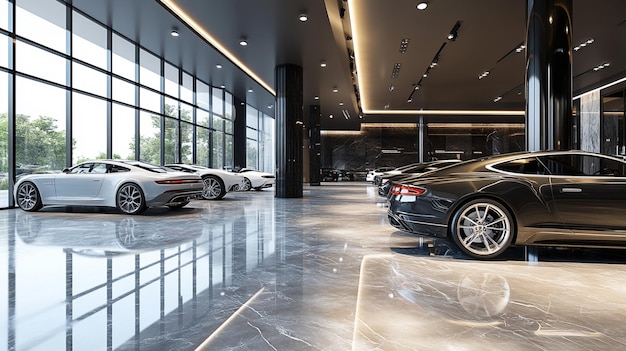 Luxurious indoor car showroom