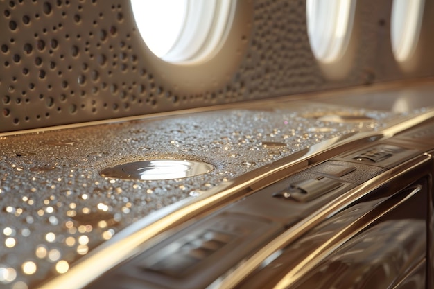 Photo luxurious interior detail in a commercial jet highquality materials and finishes