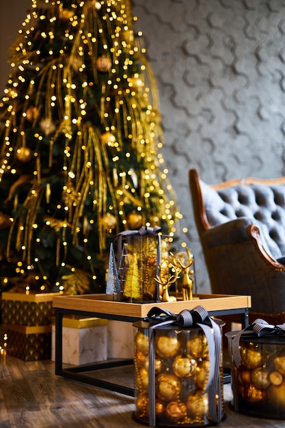 Photo luxurious interior of the room for christmas and new year