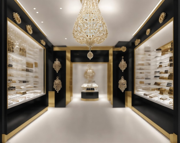 Luxurious Jewelry Store Elegant Displays and Glamorous Decor