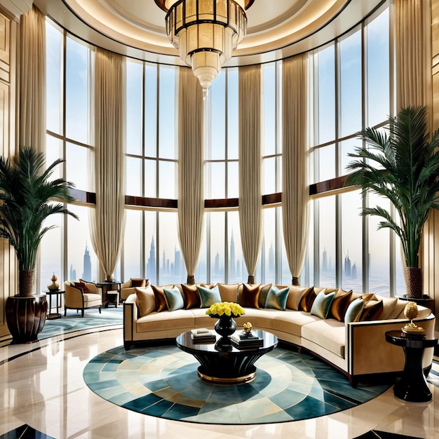 luxurious living room in the building