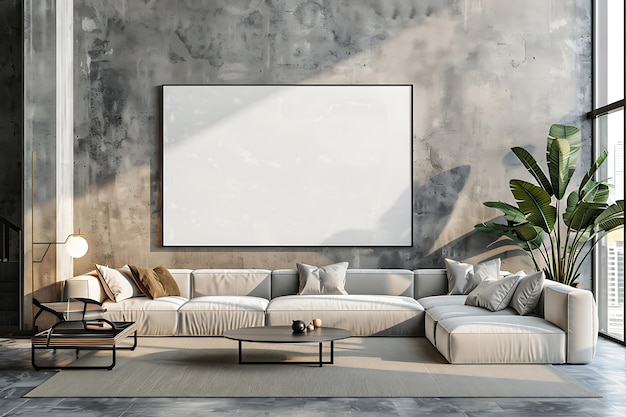 Luxurious Living Room Interior Poster Mockup