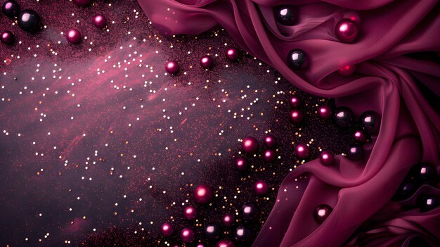 Photo luxurious magenta and black celebration background with glittering orbs and confetti sparkles