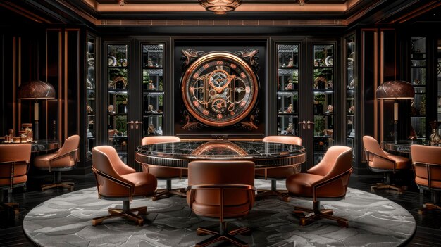 Photo luxurious modern interior design with a large clock