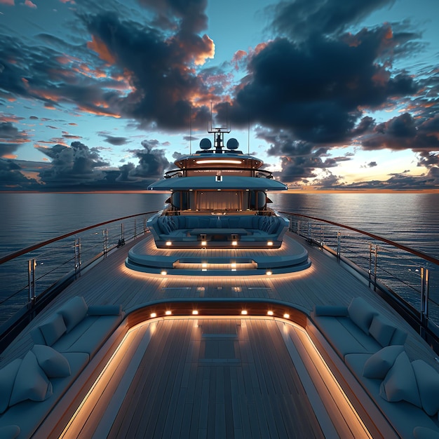 Luxurious Modern Yacht with Detailed Decor Realistic