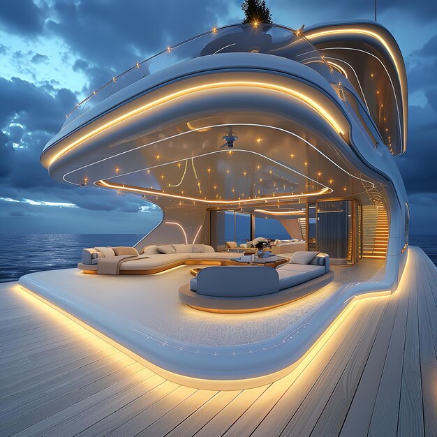 Photo luxurious modern yacht with detailed decor realistic