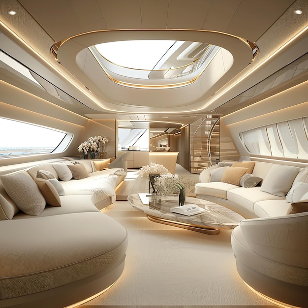 Photo luxurious modern yacht with detailed interior realistic design