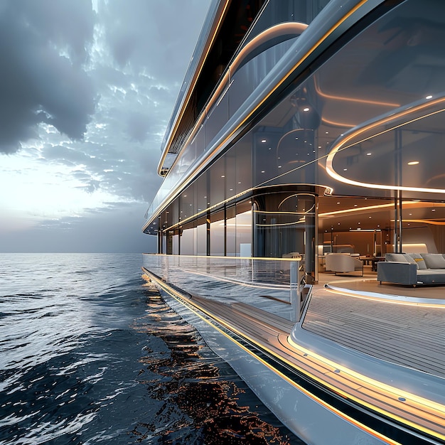 Photo luxurious modern yacht with detailed interior realistic design