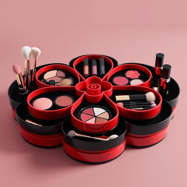 Photo luxurious multilayered makeup kit mockup for beauty and cosmetic branding