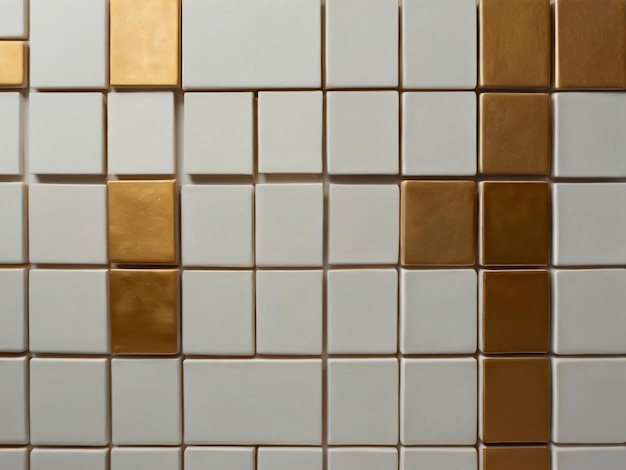 A luxurious pattern of glossy gold and white tiles