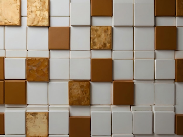 A luxurious pattern of glossy gold and white tiles