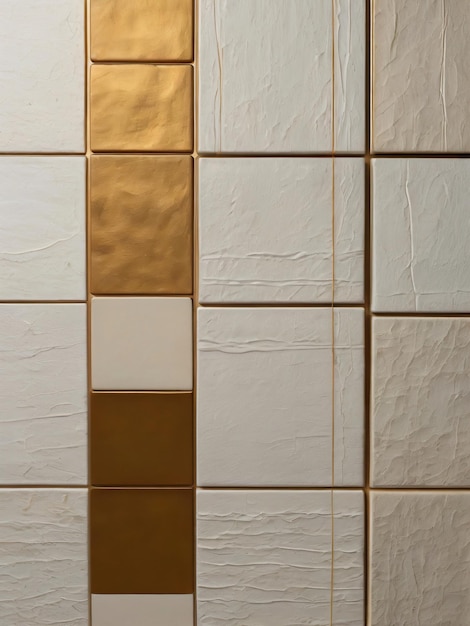 A luxurious pattern of glossy gold and white tiles