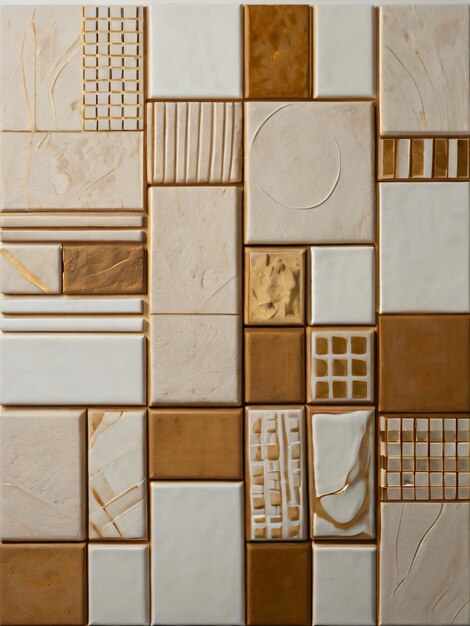 Photo a luxurious pattern of glossy gold and white tiles