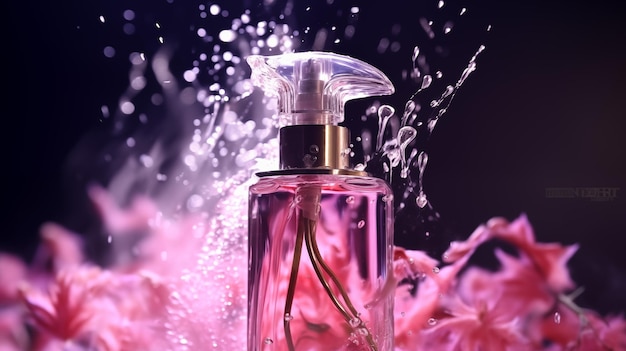 Luxurious perfume bottle Beautiful perfume in transparent bottle