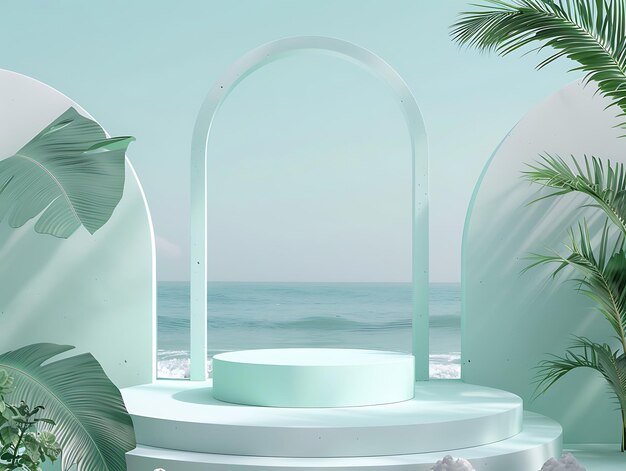 Luxurious Podium for Premium Interior Display Dreamy Coastal Elegance for Creative Interior Concepts