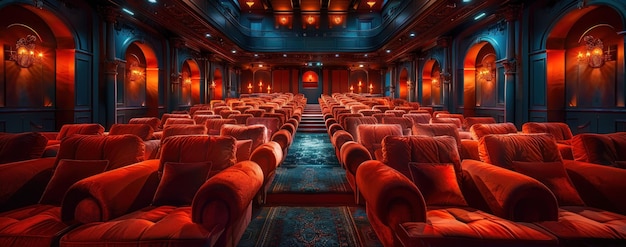 Photo luxurious red velvet theater seats in a grand setting