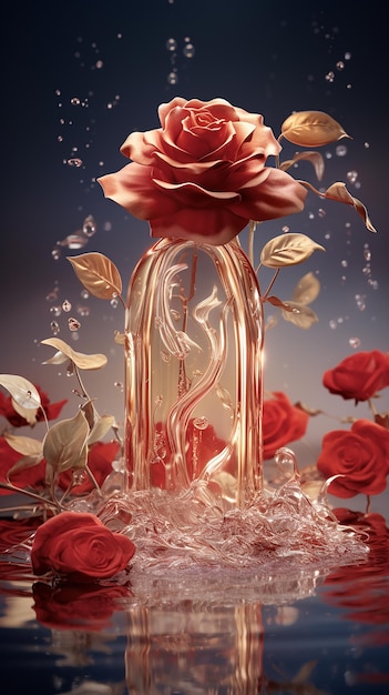 Luxurious Roses Cosmetics Advertisement with Flowers