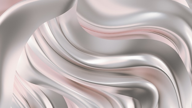 Luxurious silver background with satin drapery. 3d rendering.