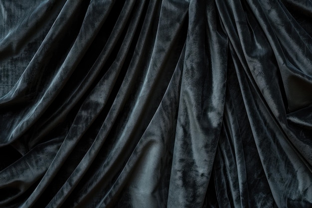 Photo the luxurious texture of velvet curtains in a black hue creating a soothing and elegant abstract background