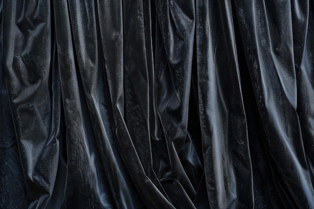 Photo the luxurious texture of velvet curtains in a black hue creating a soothing and elegant abstract background