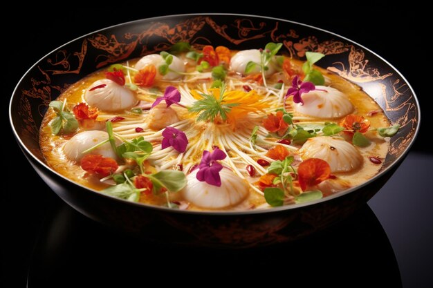 Photo luxurious tom yum goong with scallops