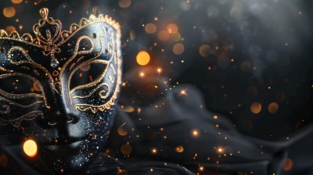 Photo luxurious venetian mask on bokeh background