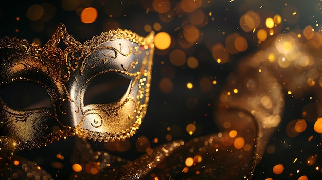 Photo luxurious venetian mask with dark bokeh