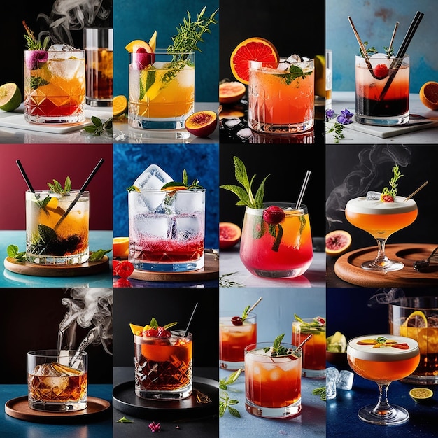 Photo a luxurious and vibrant cocktail bar scene