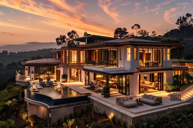 Luxurious Villa Basking in Dusk