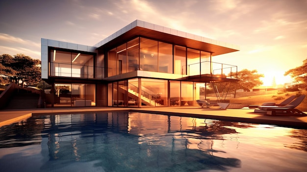 A luxurious villa in a modern style