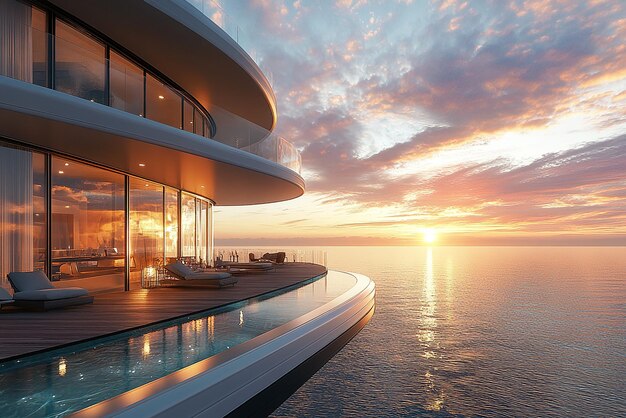 Photo luxurious waterfront property with stunning views