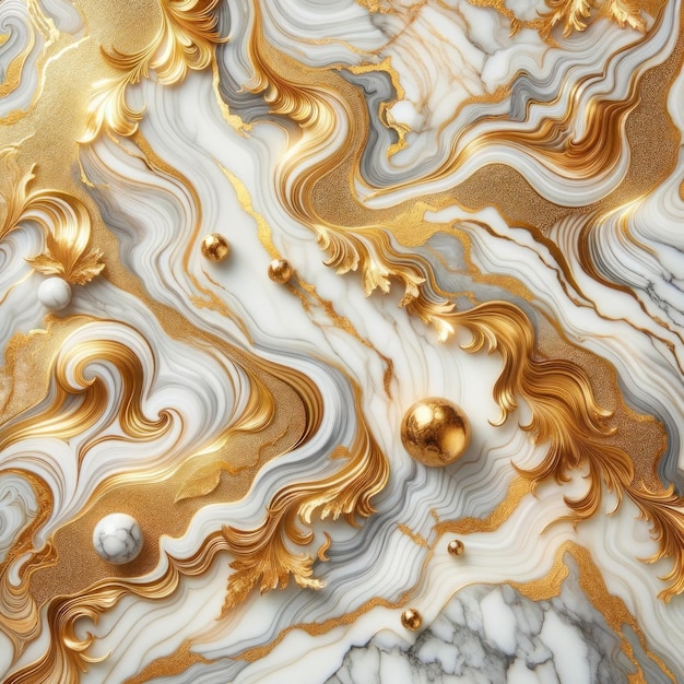 Luxurious white and gold marble texture with natural patterns