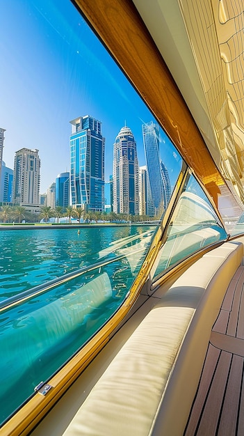 A luxurious yacht cruising along the Dubai Creek