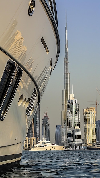 A luxurious yacht cruising along the Dubai Creek