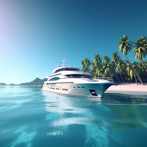 Luxurious yacht crystal clear blue water pictures Generative AI