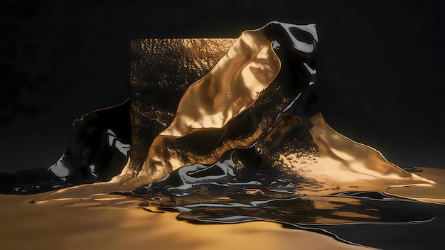 Photo luxury 3d abstract golden and black background