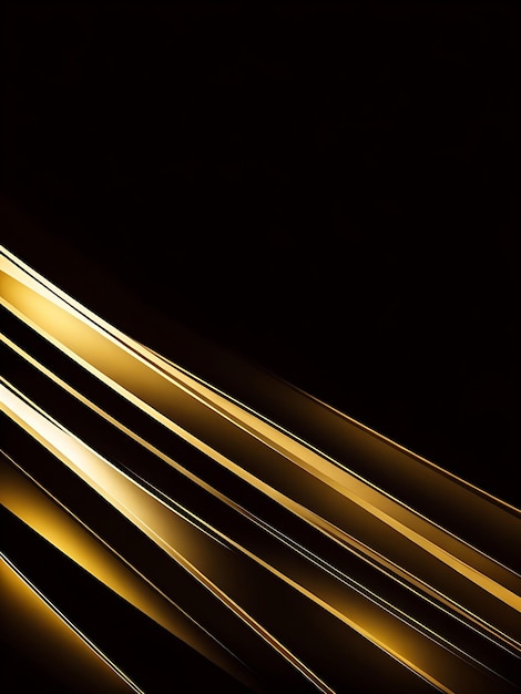 Luxury abstract black metal background with golden light lines Dark 3d geometric texture ai image