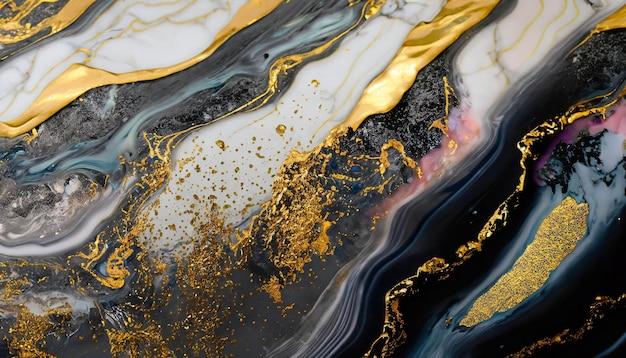 Luxury abstract fluid art painting background Classic marble texture with gold